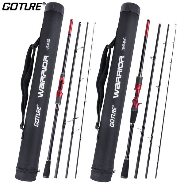 Varas de pesca para barco Goture WARRIOR Spinning Casting Fishing Rods 4 Sections Light Travel Lure Rod for Saltwater Freshwater 2.13m-2.70m 230619