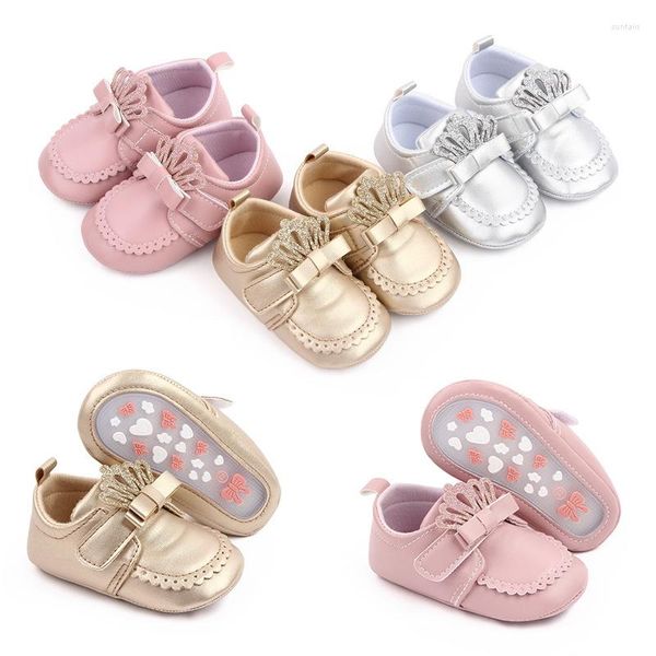 Sapatos First Walkers Born para bebê menina bebê bonitinho Crown Comfort macio antiderrapante