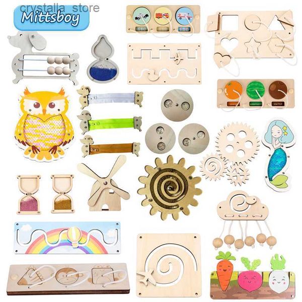 Montessori Busy Board DIY Acessórios Brinquedo de Aprendizagem Precoce Quebra-Cabeça Jardim de Infância Educação Hourgla Sapato Labirinto Brinquedo para o Cérebro L230518