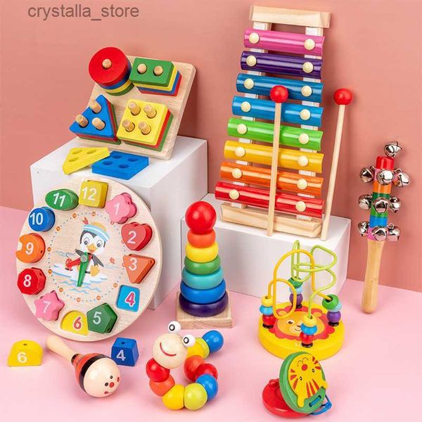 Giocattoli per bambini Montessori Puzzle in legno 3D per bambini Apprendimento precoce Giochi per bambini Giocattoli Giocattoli educativi in legno per bambini 1 2 3 anni L230518