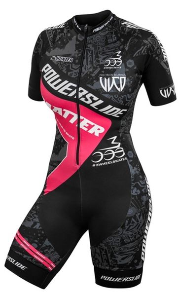 Radfahren Jersey Sets Powerslide Frauen Skating Kurzarm Anzug Overall Roupa Ciclismo Inline Triathlon Rennen Kleidung 230619