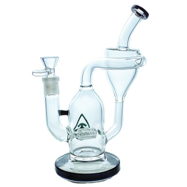 Heiße Recycler-Bong-Öl-Rig-Glas-Shisha mit 1-Perc-Kromedome-Drehwassersäule und 14-mm-Anschluss GB-320