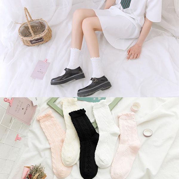 Frauen Socken Frühling Herbst Weibliche Weiße Japanische Lolita Blase Spitze Rüschen Niedliche Jk Uniform Kawaii Mode Liebe