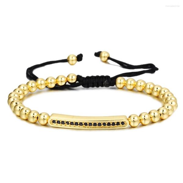 Charm Armbänder Klassisches Kubikzircon-Röhrenarmband für Männer Handgemachte Webart Einstellbare Kupferperlen Partyschmuck GIF