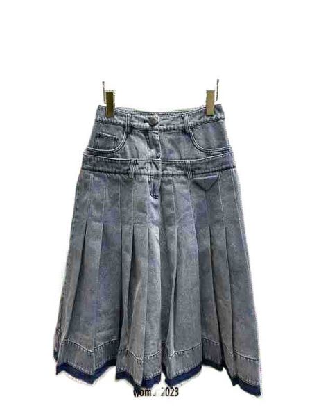 Платье дизайнера юбок для женщин летняя плиссированная юбка Сексуальная размер S-L Градиент цветовой джинсовый джинсовый джинсы Long New прибывшие апрель03 PXVB