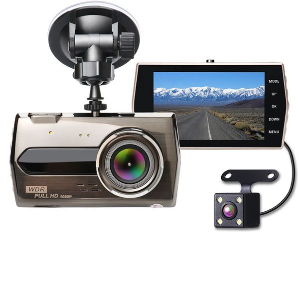 4.0 polegadas Carro DVR Full HD 1080P Câmera de Visão Traseira Gravador de Vídeo Caixa Preta Visão Noturna Dashcam Acessórios para Carro V5 Multilíngue