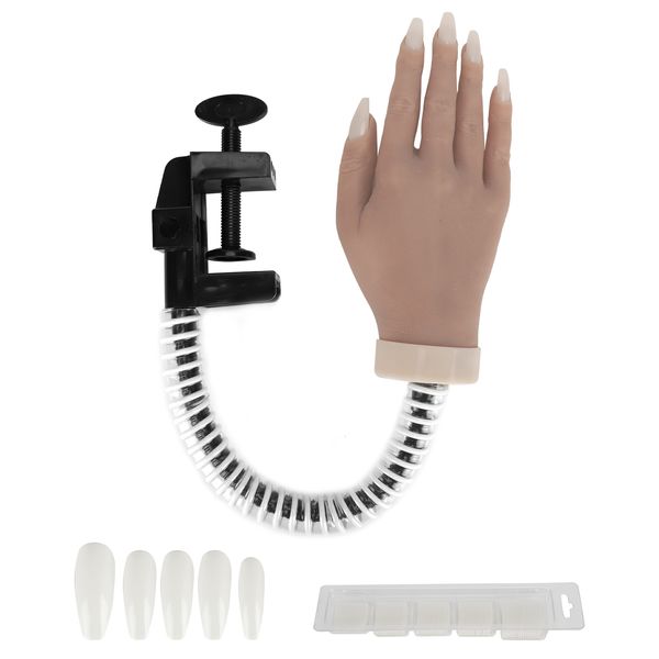 Exibição de prática de unhas Prática de arte de unhas Articulações dobráveis de silicone para mãos Falsas Manequim de mão para manicure #01 230619