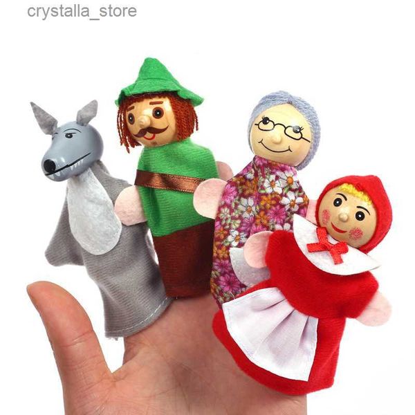 Bebê contar história fantoches de dedo três porcos sereia castelo princesa desenhos animados teatro dramatização brinquedos educativos para crianças presentes l230518