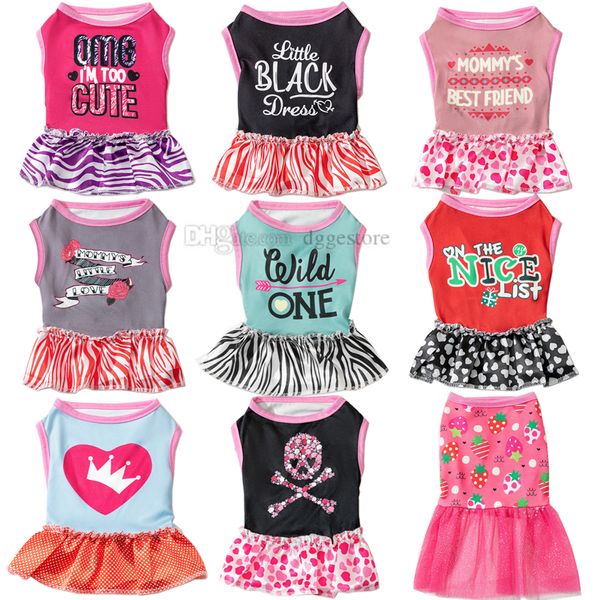 Abiti per cani per cani di piccola taglia Cute Girl Female Dog Dress Mommy Puppy Shirt Gonna Cagnolino Abiti Pet Abiti estivi Abbigliamento per cani e gatti 18 colori all'ingrosso S A758