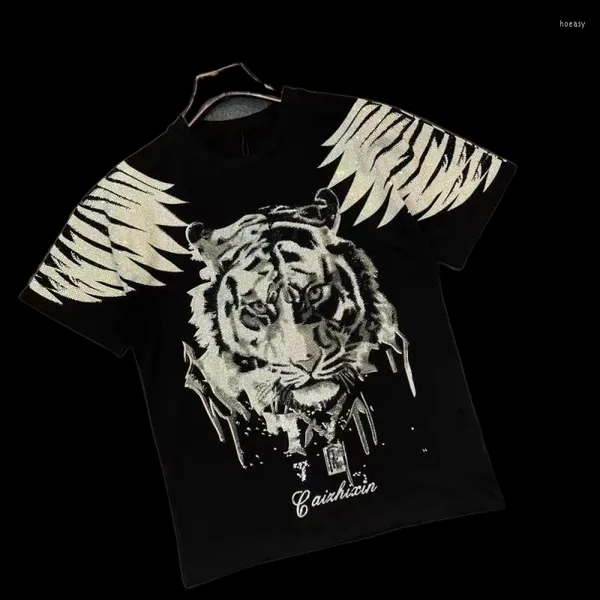 Männer T Shirts Kleidung Für Männer Sommer Kurzarm T-shirt Koreanische Mode Marke Tiger Print Rundhals Slim-fit Casual Tops