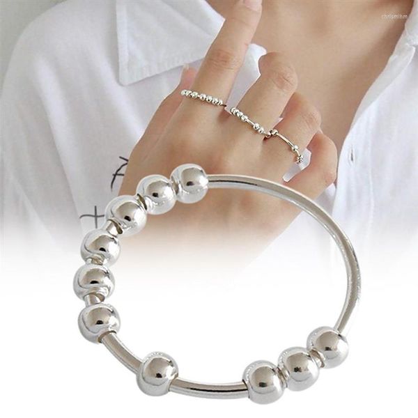 Cluster Anéis Ansiedade Anel Fidget Beads Spinner Espiral Simulada Pérola Girar Livremente Brinquedo Antiestresse Para Meninas Mulheres