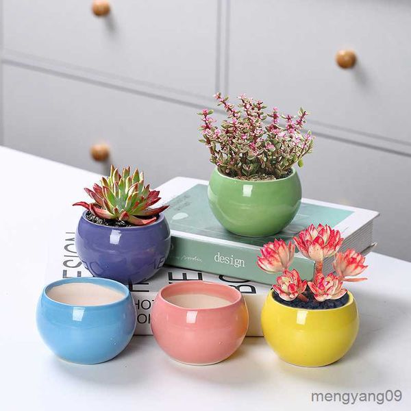 Плантеры горшки Bonsai Mini Ceramic Flowerpot Симпатичная сочная посадка цветов горшок офис офис на рабочем столе для садового двора гостиная балкон R230620