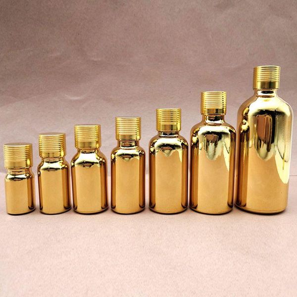 5ml 10ml 15ml 20ml 30ml Fiale di bottiglia di vetro oro Bottiglia di olio essenziale con tappo a vite Bottiglie di profumo spedizione veloce F1184 Qjufg