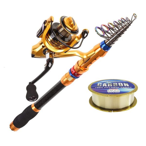 Canne da pesca per barche Canna da pesca e mulinello Combo Acqua salata Acqua dolce-12 FT Canna da pesca telescopica in fibra di carbonio e mulinello Combo 230619