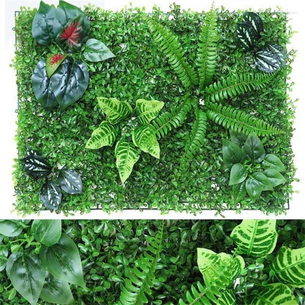 Fiori decorativi 40x60cm Pianta artificiale verde Sfondo Pannello murale Plastica Prati all'aperto Decorazioni per tappeti Sfondo per matrimoni Erba per feste