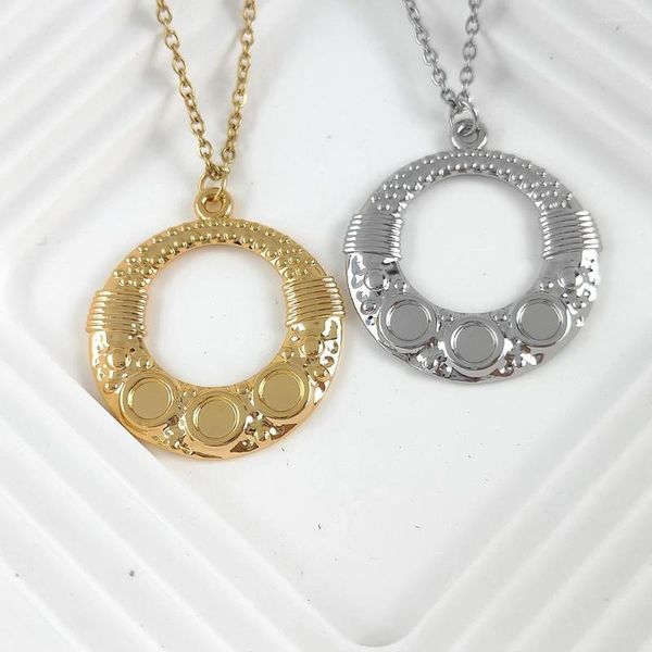 Colares com Pingente Moda Steampunk Delicado Círculo Collier Jóias Rodada Minimalista Colar de Corrente Para Presente Feminino