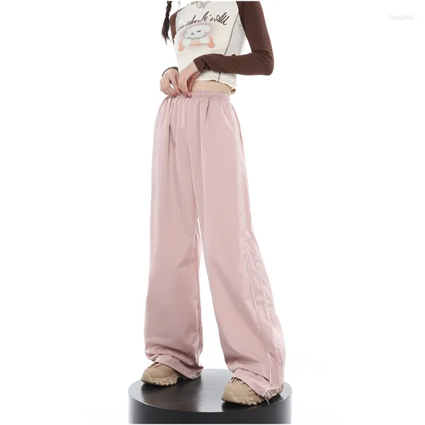 Pantaloni da donna American Vintage Pink Stripe Sweat Fashion Y2K Women's Straight Wide Leg Casual Baggy Mopping Pantaloni Ladies Summer