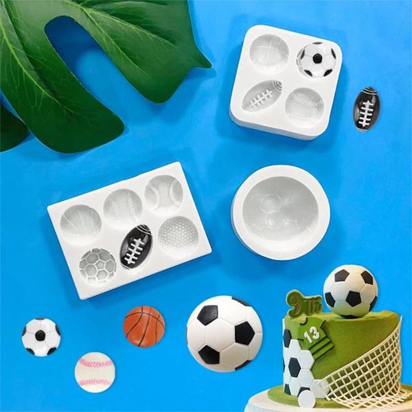 Molde de bolo esportivo, moldes de silicone, futebol de basquete de futebol DIY Tools 22816