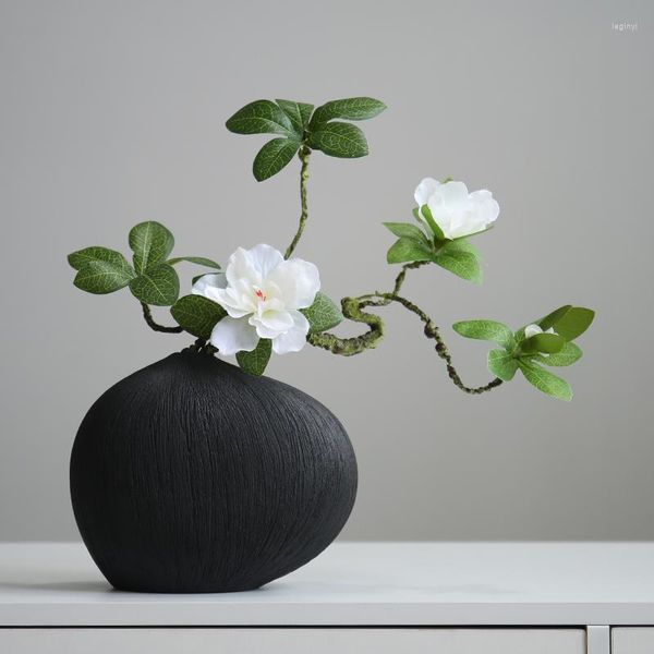 Vazo seramik çiçek vazo beyaz siyah oturma odası basit yaratıcı lüks modern büyük İskandinav yemek masası estetik dekor