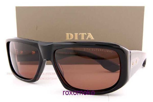 Top Original Großhandel Dita Sonnenbrillen Online-Shop Brandneue DITA Sonnenbrille SUPERFLIGHT DTS133 61 01 Schwarz Gold Dunkelbraun für Herren