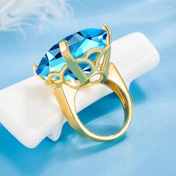 Cluster Rings Real 18K Gold 2 S Sapphire Gemstone Ring per donna Uomo Fine Anillos De Natural Bizuteria Yellow Box