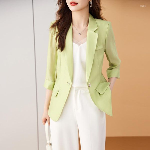 Ternos femininos Tecido de alta qualidade Feminino Primavera Verão Formal Elegante Blazers Jaquetas Casaco Tops profissionais Negócios Vestuário de trabalho de escritório