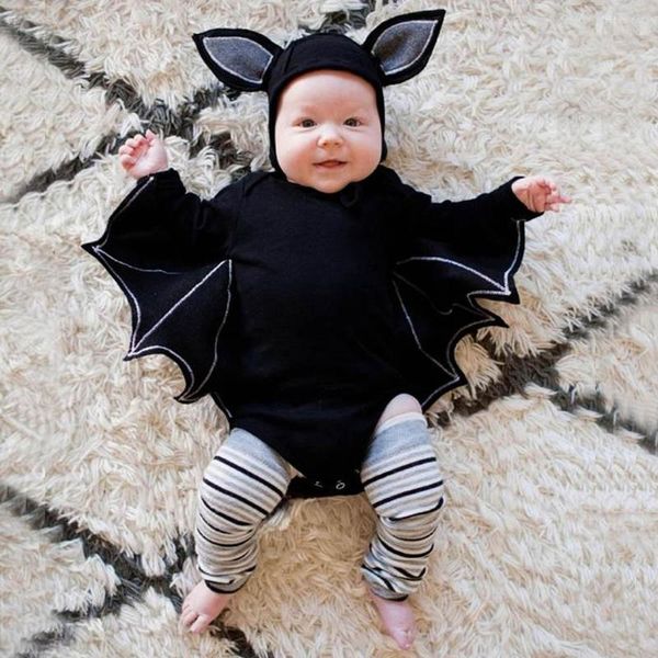 Set di abbigliamento Toddler Born Baby Boys Girls Halloween Cotone manica a pipistrello Carattere Cosplay Costume Pagliaccetto Cappello Abiti Set 30