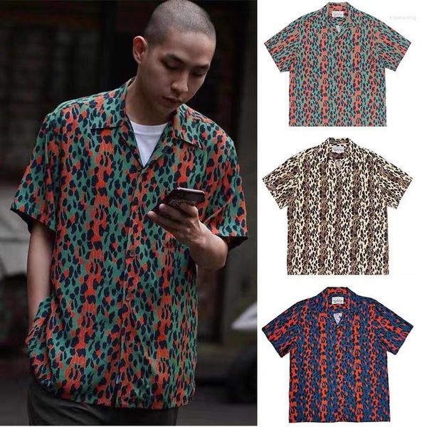 Camicie casual da uomo Modello maculato estivo Camicia WACKO MARIA Uomo Donna T-shirt stampate a maniche corte con top hawaiano