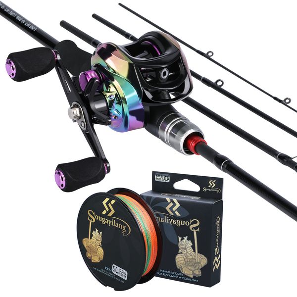 Çubuk Reel Combo Sougayilang 1.8m 2.1m Döküm Balıkçılaşma Çubuğu ve Makara Seti Sözlü Fishing Hattı Sol Sağ El Baitcasting Reel Balıkçılık Combo 230619