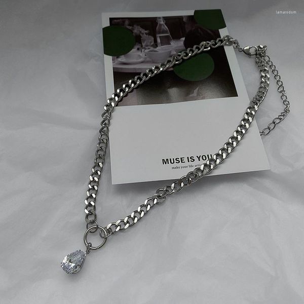 Anhänger Halsketten KunJoe 2023 Mode Kpop Kristall Halskette Für Frauen Hip Hop Punk Einfache Link Kette Choker Goth Schmuck Geschenk