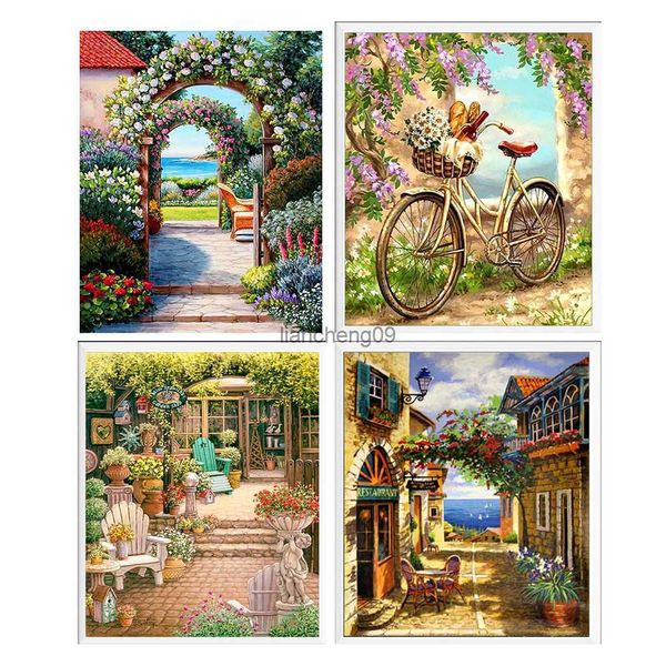 4 peças faça você mesmo broca redonda completa pintura diamante kits de artesanato ponto cruz casa mural arte decoração pintura jardim