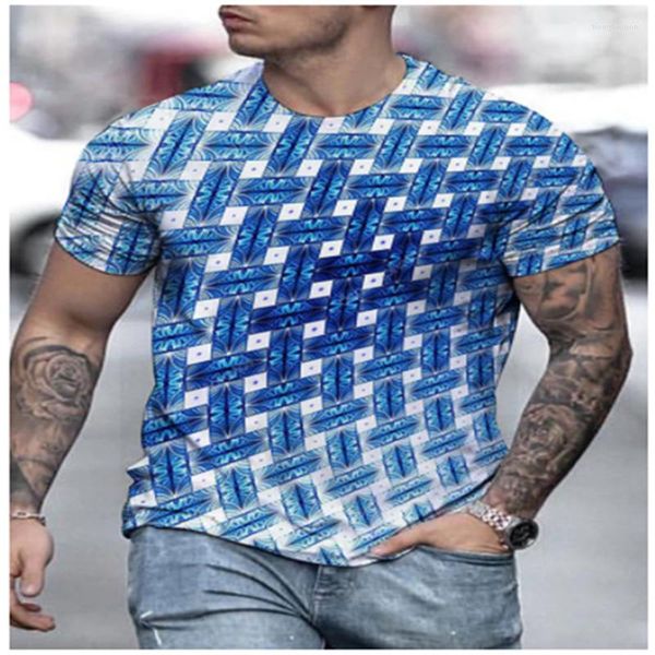 Camisetas masculinas Tridimensional Tunnel Graphic T-shirt Casual Harajuku Top 3D Xadrez Masculino Verão Gola Redonda Vestuário 2023 S