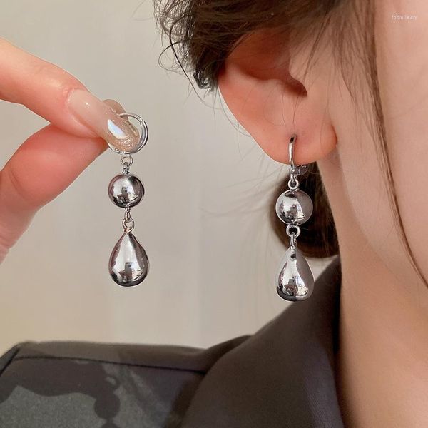 Baumelnde Ohrringe XIALUOKE Punk-Stil Metall Geometrisch Rund Wassertropfen Für Frauen Mode Einfache Clip-on-Ohrring Schmuck Zubehör