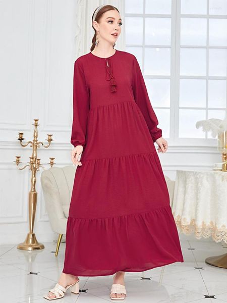 Roupas étnicas Vestido Muçulmano Robe Cor Sólida Casual Abayas Mulheres Dubai Vestido Elegante Vestidos Ramadã Eid 2023 Oriente Médio Turquia