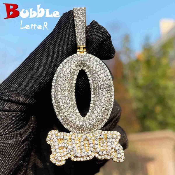 Anhänger Halsketten Bubble Letter Iced Out O Block Anhänger Echt vergoldet Zirkonia Micro Pave Hip Hop Schmuck J230620