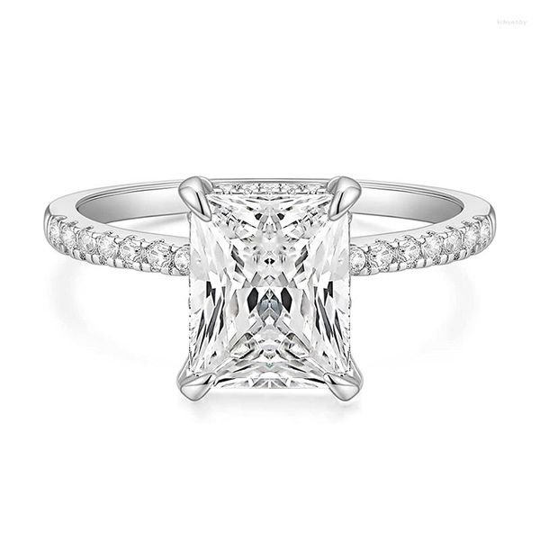 Кластерные кольца Kolmnsta 4CT Обручальное медное кольцо для женщин Radiant Cut Cubic Zirconia Made Band Cz Обещание годовщина размер 4-11
