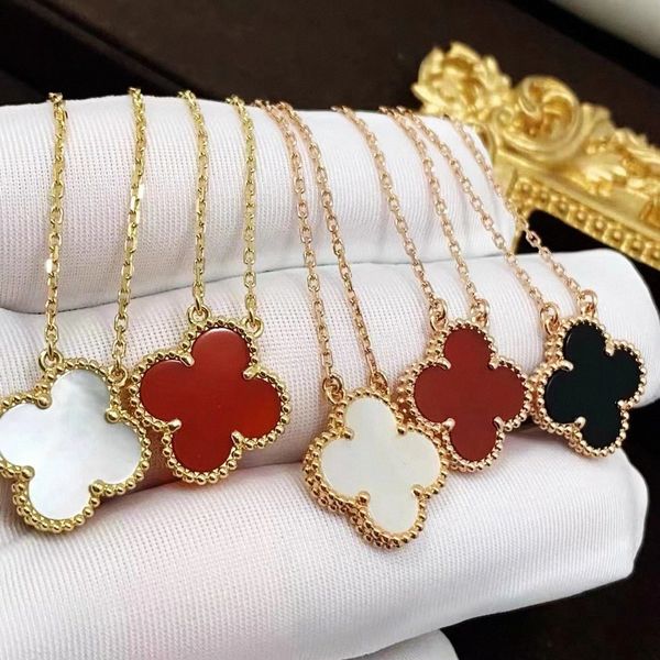 Lucky Clover Fashion Classic Four-leaf Clover Collana Bracciale Orecchini a bottone Signore e ragazze San Valentino Festa della mamma Fidanzamento Gioiello c3ru #