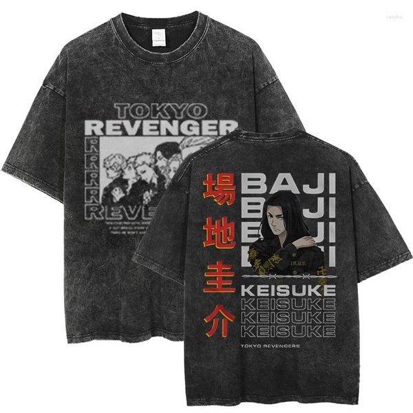 Männer T Shirts Tokyo Keisuke Revengers Baji Harajuku Streetwear Gewaschen T-Shirt Anime T-shirt Baumwolle Männer Kurzarm Tops Tees