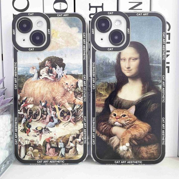 Estojo para Celular Capa para iPhone Van Gogh Gustav Klimt Mona Lisa Edvard Munch O Grito Hieronymus Bosch Fun Cat Art Funda Estética Capa para Celular J230620