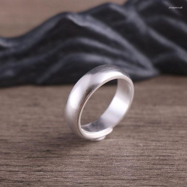 Cluster Rings Real Silver Simples Open Ring For Men Women Couple Lover S999 Sterling Sterling Fashion Resizable Jewelry Gift