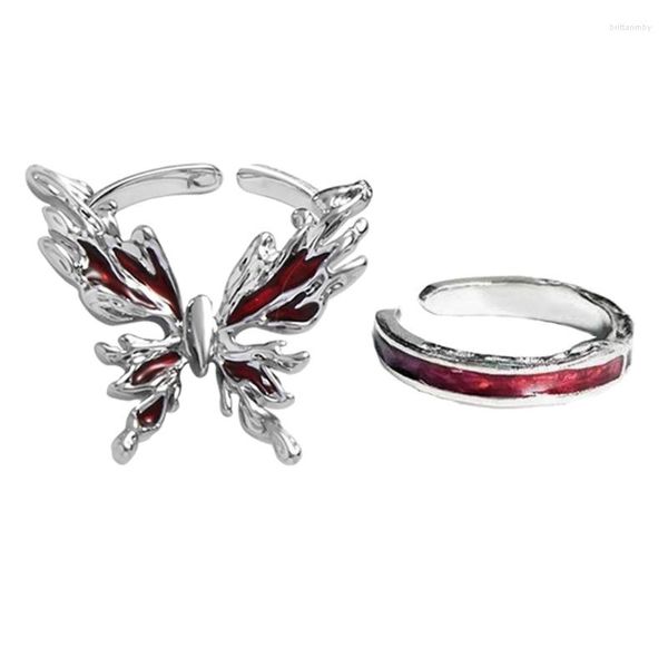 Кластерные кольца корейская капля кольцо для женщин сияет бабочка открытая винтажная геометрическая y2k тренд