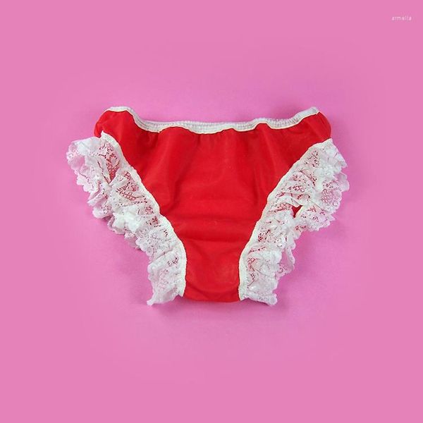 Cueca Sissy Calcinha Sedosa Renda de Borracha Cool Bikini Cuecas Sexy Para Homens Gay Jockstrap