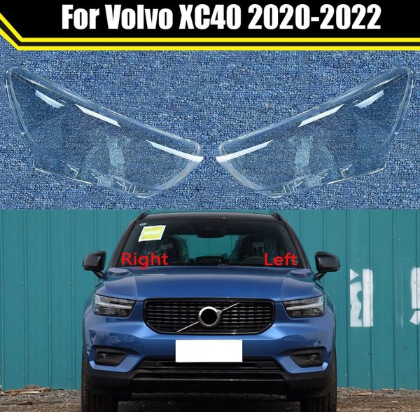 Tampa do farol do carro lente concha de vidro farol dianteiro transparente abajur luz automática caixa da lâmpada para Volvo XC40 2020-2022