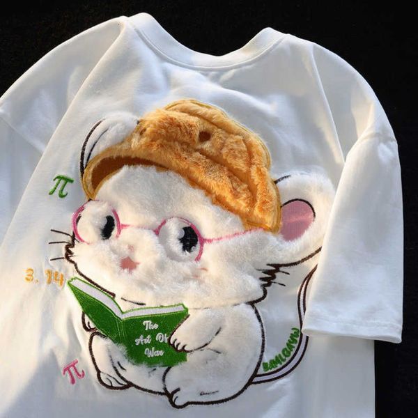 Женская футболка хлопок милая плюшевая мышь с коротки