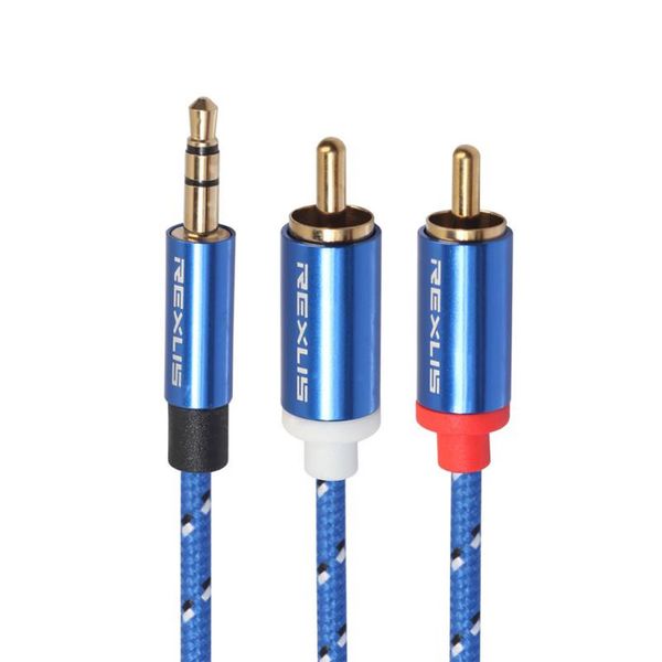 Cavi audio da 3,5 mm a 2 RCA Adattatore ausiliario intrecciato Cavo splitter stereo da 3,5 mm Cavo AUX RCA Y per altoparlanti smartphone Tablet HDTV 1,8 M 3 M 5 M 10 M