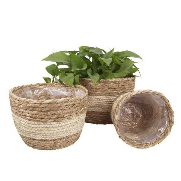 Plantadores potes de bambu rattan tecido vaso de flores plantador cesta recipientes de plantas decoração de casa plantas em vasos para vasos de flores ao ar livre indoor