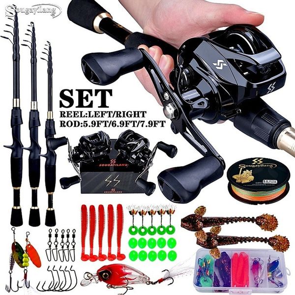 Rod Reel Combo Sougayilang 1.8-2.4m Telescopic Casting Fishing Combo Portable Ultralight Rod e 7.2 1 Gear Ratio Fishing Reel Fishing Combo 230619