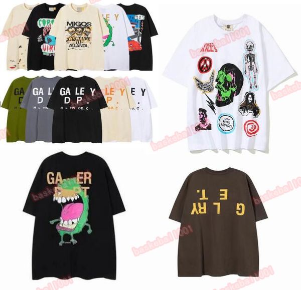 2023 WomenMen's T-shirts Designer Galleries Depts Shirt Alphabet Print Trendy Trend Basic Casual Fashion T-shirt corta allentata Mezza manica TeeS Marrone Bianco e beige