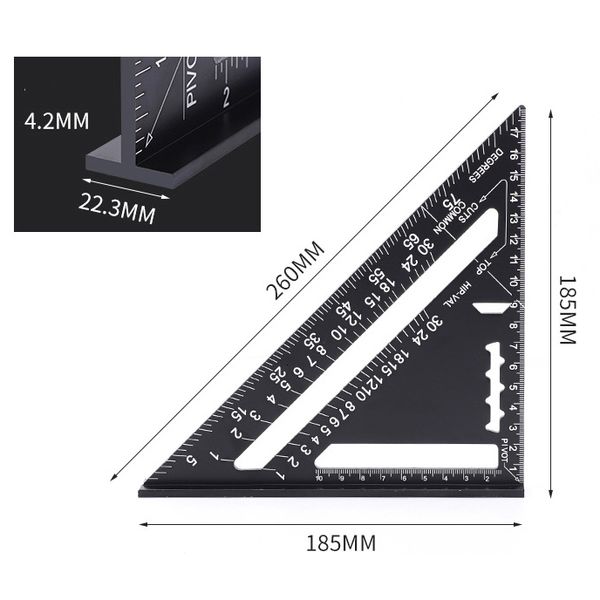 Altri strumenti di analisi di misurazione Righello triangolare 1830CM Lega di alluminio Angolo Goniometro Velocità Metrico Quadrato Righello di misurazione per strumenti di inquadratura Calibri 230620