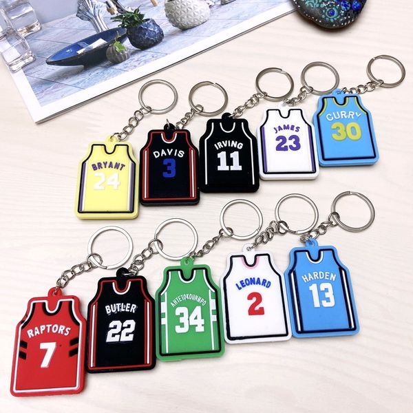 Tasarımcı Keychain Erkekler Yumuşak Kauçuk Stereo Yıldız Formaları Lüks Anahtarlık Aksesuarları Yaratıcı Basketbol Kobe James Action Figür Anahtarlık Yüzüğü Asma